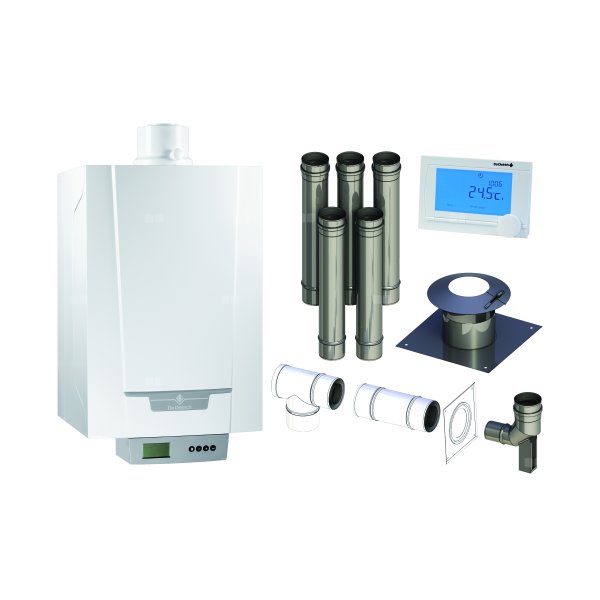 Pakiet - Kocioł gazowy jednofunkcyjny DE DIETRICH MCR3 Evo 24T kondensacyjny wiszący 6.1 - 24.8 kW+ Zestaw powietrzno-spalinowy + RegulatoriSense