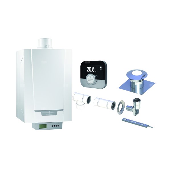 Pakiet - Kocioł gazowy jednofunkcyjny DE DIETRICH MCR3 Evo 24T kondensacyjny wiszący 6.1 - 24.8 kW + RegulatorSMART TC + Zestaw powietrzno-spalinowy szachtowy