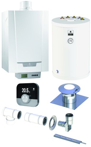 Pakiet - Kocioł gazowy jednofunkcyjny DE DIETRICH MCR3 Evo 24T kondensacyjny wiszący 6.1 - 24.8 kW + RegulatorSMART TC + Zestaw powietrzno-spalinowy szachtowy + Zasobnik c.w.uSRK150MG