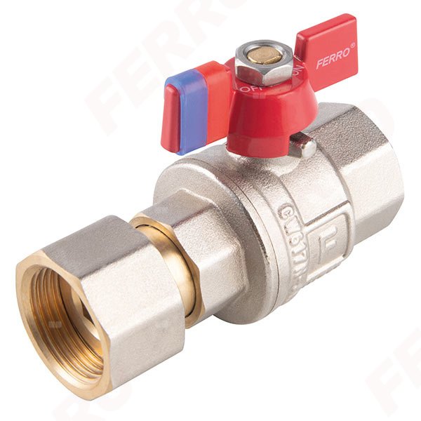 Zawór kulowy FERRO F-Power z półsrubunkiem 3/4'' GW, uchwyt: motylek