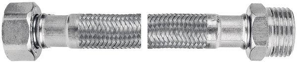 Wąż przyłączeniowy elastyczny FERRO z oplotem (stal), GW x GZ, 1/2'' x 1/2'', długość 50 mm, z uszczelką