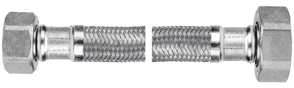 Wąż przyłączeniowy elastyczny FERRO z oplotem (stal), GW x GW, 1/2'' x 3/4'', długość 50 mm