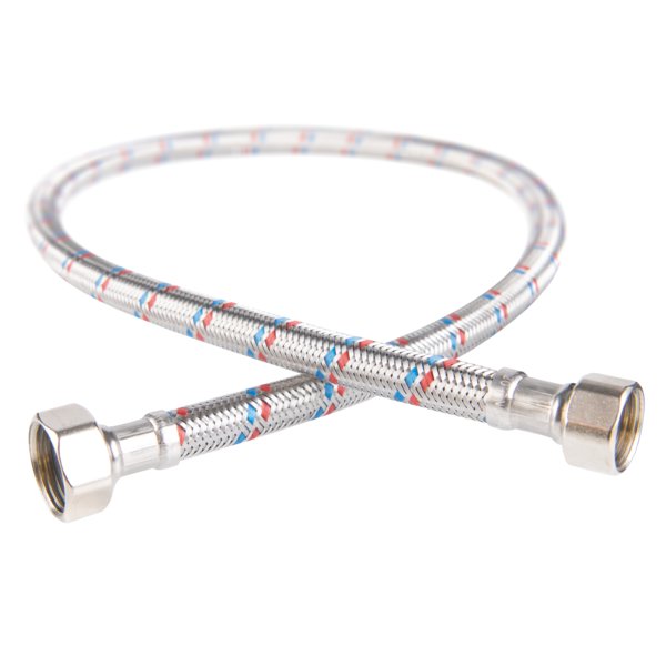 Wąż przyłączeniowy elastyczny FERRO z oplotem (stal), GW x GW, 1/2'' x 3/8'', długość 100 mm