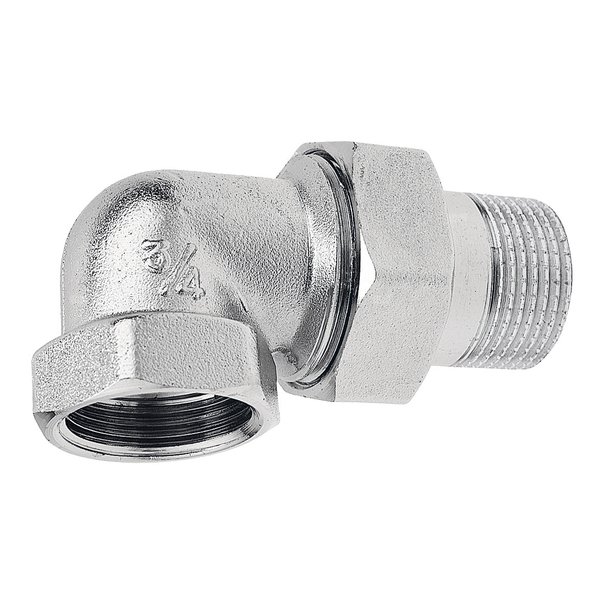 Śrubunek kątowy z uszczelką 90' FERRO, mosiądz (chrom), 3/4'' (GW x GZ)