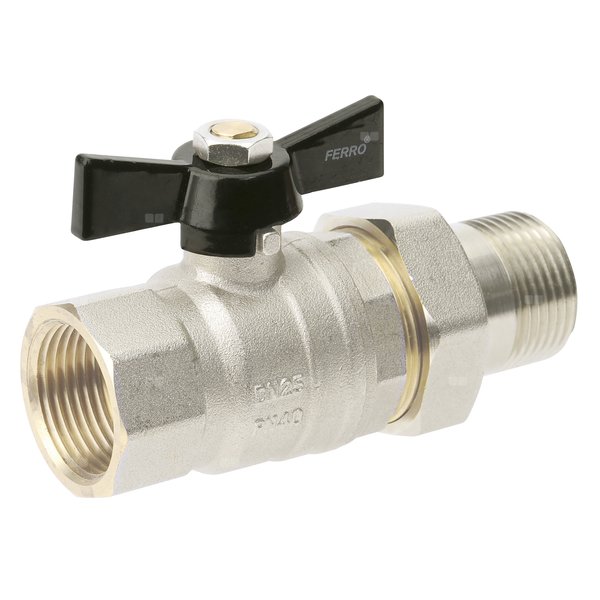 Zawór kulowy FERRO HERKULES 1'' GW x GZ, uchwyt: motylek