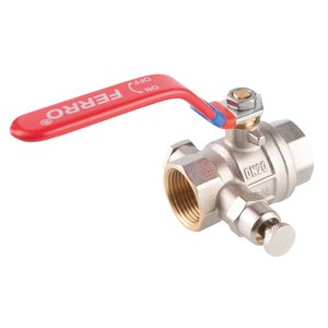 Zawór kulowy nakrętno-nakrętny z dźwignią, z odpowietrznikiem i korkiem, 1 1/2", F-Power