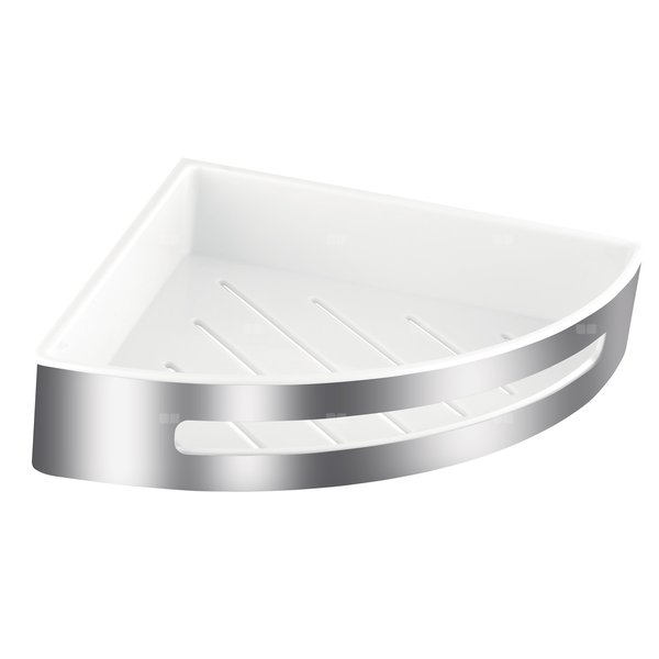 EMOTION stainless steel shower corner shelf, large, white
