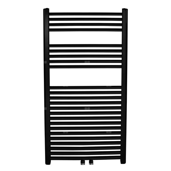 Grzejnik łazienkowy typ 600/1200/RS,5 prosty czarny z przyłączem 50 mm