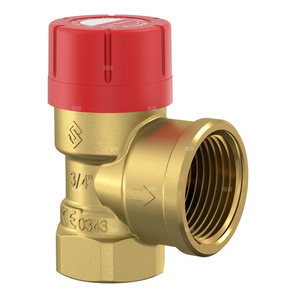 Zawór przelewowy kątowy (90') FLAMCO MEIBES Prescor mosiądz PN 16, 2.5 bar GW cylindryczny bspt-rp 3/4'' x 1''