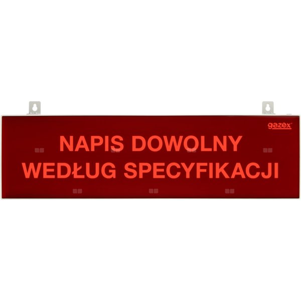 tablica ostrzegawcza, napis na zam., podświetlenie czerwone LED, wbudowana cicha syrenka, zasilanie 12/24V
