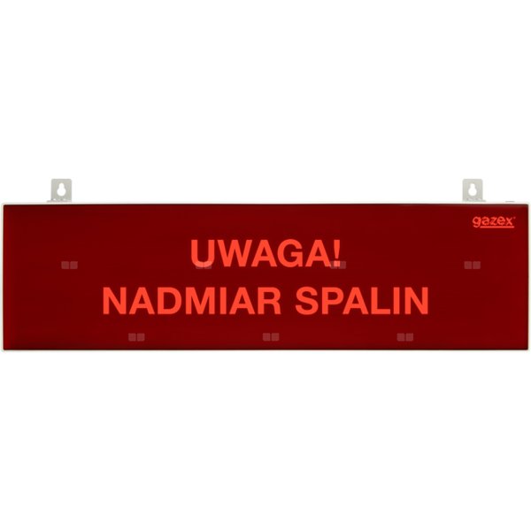 tablica ostrzegawcza "UWAGA! NADMIAR SPALIN", podświetlenie czerwone LED, wbudowana cicha syrenka, zasilanie 230V