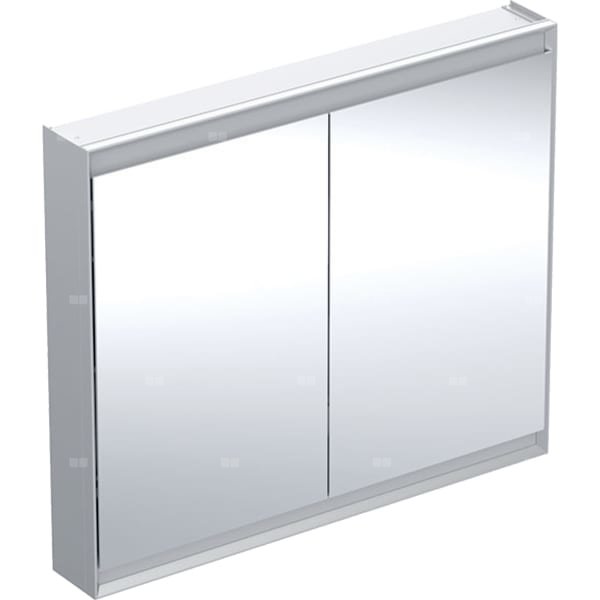 Szafka z lustrem Geberit ONE z ComfortLight i dwojgiem drzwi, montaż natynkowy, wysokość 90 cm: B=105cm, Aluminium anodyzowane