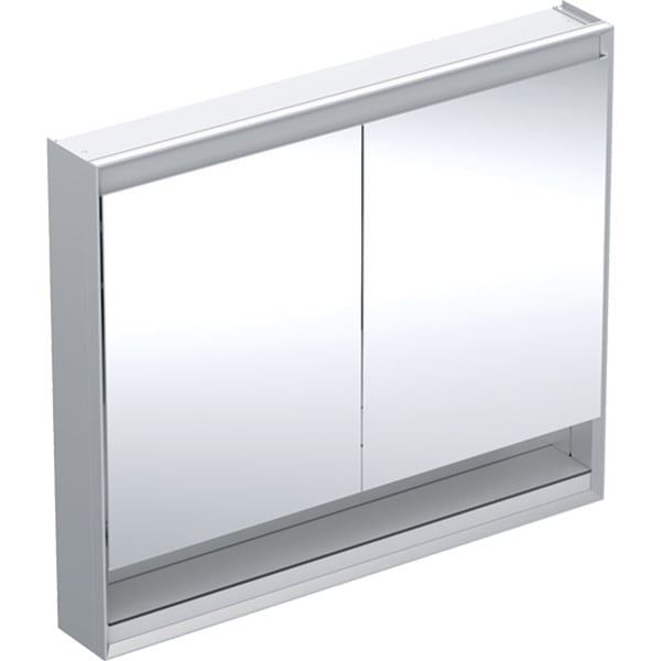 Szafka z lustrem Geberit ONE z wnęką i ComfortLight, z dwoma drzwiami, montaż natynkowy, wysokość 90 cm: B=105cm, Aluminium anodyzowane