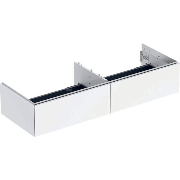 Szafka pod umywalkę nablatowa Geberit ONE, z dwoma szufladami: Szerokość umywalki=135cm, Biały, Lakierowany na wysoki połysk