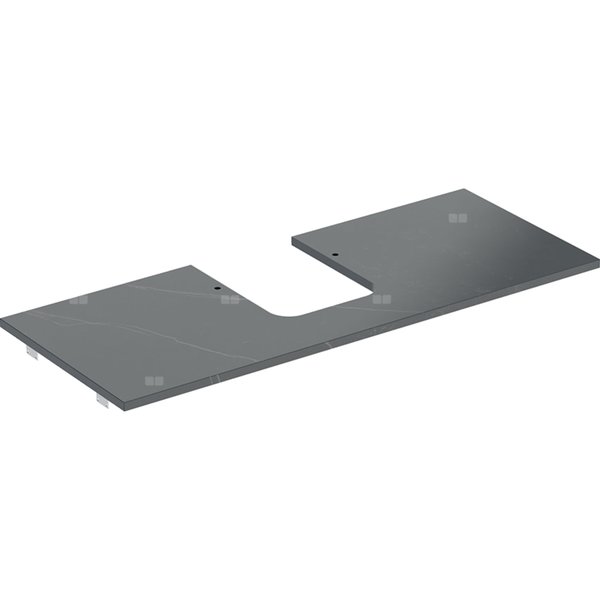 Geberit ONE Blat pod umywalkę, wycięcie na środku, do umywalki stawianej na blat w kształcie misy,B120cm, H2cm, T47cm, gres szkliwiony, czarny, imitacja marmuru