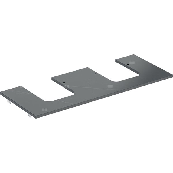 Blat pod umywalkę Geberit ONE z wycięciem, gres szkliwiony, do umywalki nablatowej w kształcie misy: B1=17.6cm, Przekrój=Lewa i prawa strona, Czarny, imitacja marmuru