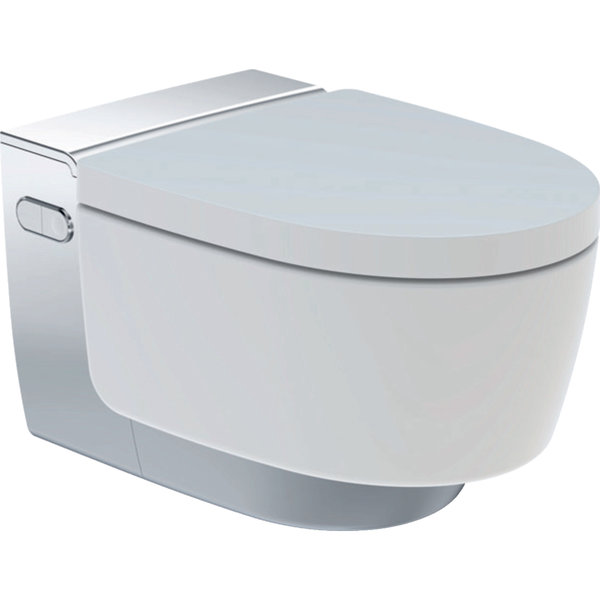 Urządzenie WC z funkcją higieny intymnej Geberit AquaClean Mera Classic, wisząca miska WC: Miska ustępowa: biały / KeraTect, Panel dekoracyjny: chrom błyszczący