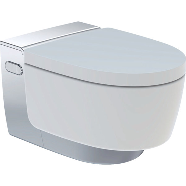 Urządzenie WC z funkcją higieny intymnej Geberit AquaClean Mera Comfort, wisząca miska WC: Miska ustępowa: biały / KeraTect, Panel dekoracyjny: chrom błyszczący