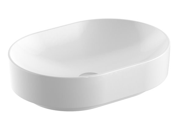 Umywalka GEBERIT Variform eliptyczna, biała, 550mm, bez otworu na baterię, stawiana na blat, bez odpływu przelewowego, bez półki