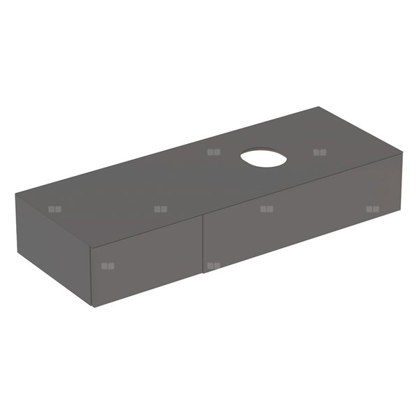 Geberit Variform Szafka pod umywalkę stawianą na blat, B135cm, H23.5cm, T51cm, z dwoma szufladami, powierzchnią odkładczą i syfonem, lava, z powłoką melaminową, matowa