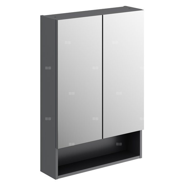 Szafka z lustrem Geberit Selnova Square, z dwoma drzwiami i dwoma szklanymi półkami: 58.8x85x17.5cm, Lava / Lakierowany matowy