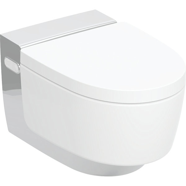 Urządzenie WC z funkcją higieny intymnej Geberit AquaClean Mera Comfort, wisząca miska WC: Miska ustępowa: biały / KeraTect, Panel dekoracyjny: chrom błyszczący