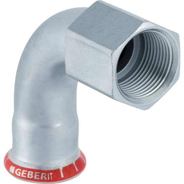 Kolano 90' GEBERIT Mapress C-Stahl przejściowe, stal (Ocynk galwaniczny/elektrolityczny) (ocynk), 2'' x 54 mm (GW x mufa zaprasowywana), (głębokość: 65 mm) z uszczelką