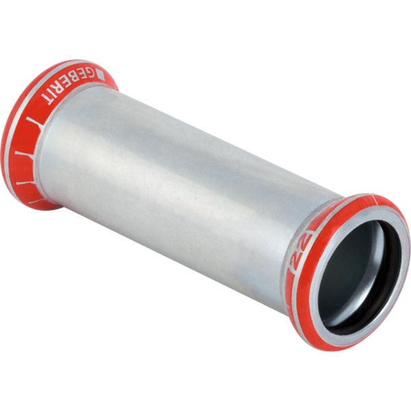 Mufa GEBERIT Mapress C-Stahl przesuwna, stal (Ocynk galwaniczny/elektrolityczny) (ocynk), 18 mm, DN 15 x 18 mm x DN 15 (mufa zaprasowywana x mufa zaprasowywana), (głębokość: 15 mm) z uszczelką