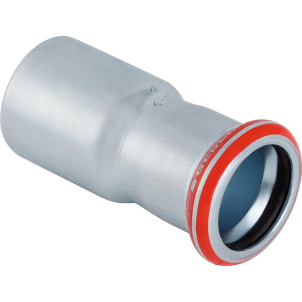 Przedłużka GEBERIT Mapress C-Stahl redukcja, stal (Ocynk galwaniczny/elektrolityczny) (ocynk), 28 mm, DN 25 x 15 mm x DN 12 (mufa zaprasowywana x końcówka wciskana) z uszczelką