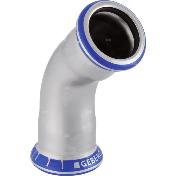 Kolano 45' GEBERIT Mapress Edelstahl, stal nierdzewna, 54 mm, DN 50 x 54 mm x DN 50 (mufa zaprasowywana x mufa zaprasowywana), (głębokość: 27 mm) z uszczelką
