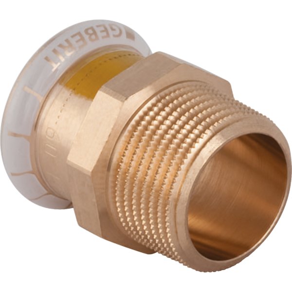 Złączka GEBERIT Mapress Kupfer Gas przejściowa z gwintem zewn. do gazu, Cu, 1/2'' x 15 mm (GZ x mufa zaprasowywana) z uszczelką