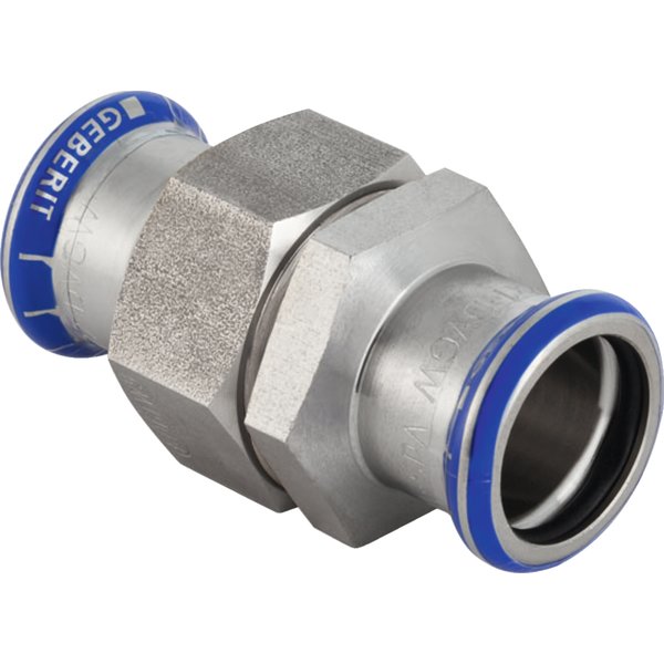 Śrubunek hydrauliczny GEBERIT Mapress Edelstahl z nakrętką ze stali CrNi stal nierdzewna mz 42 mm z pierścieniem zacinającym