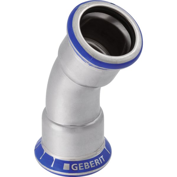 Kolano 30' GEBERIT Mapress Edelstahl, stal nierdzewna, 28 mm, DN 25 x 28 mm x DN 25 (mufa zaprasowywana x mufa zaprasowywana), (głębokość: 18 mm) z uszczelką