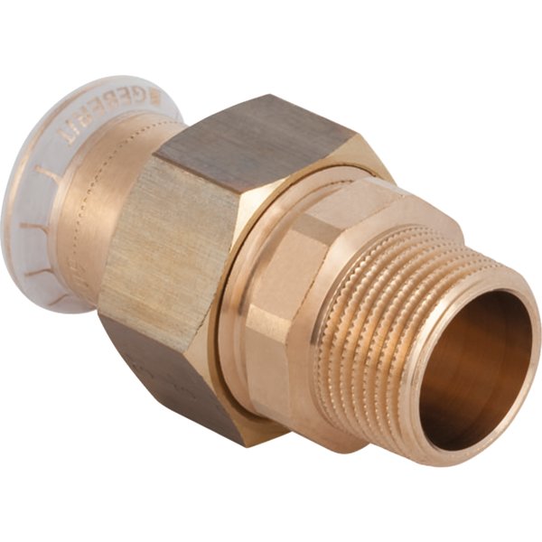 Śrubunek hydrauliczny GEBERIT Mapress Kupfer FKM przejściowy mosiądz GZ 1 1/4'' 35 mm z pierścieniem zacinającym