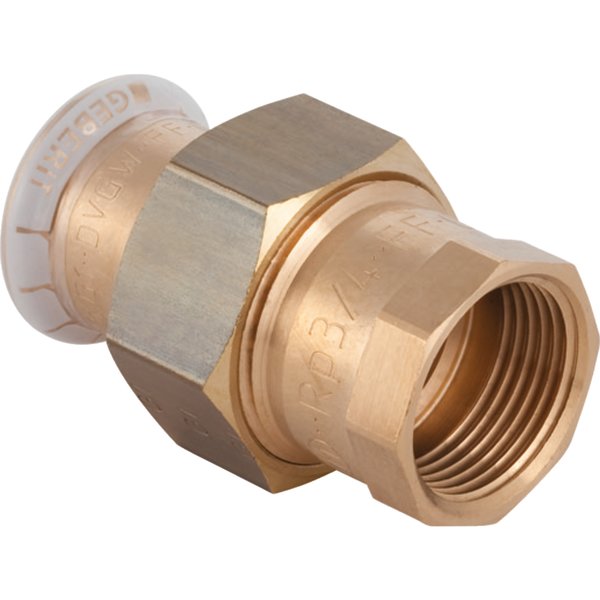 Śrubunek hydrauliczny GEBERIT Mapress Kupfer FKM przejściowy mosiądz GW 1 1/4'' 35 mm z pierścieniem zacinającym