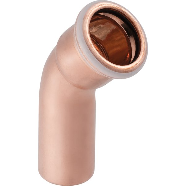 Kolano 45' GEBERIT Mapress Kupfer jednokielichowe, Cu, 22 mm, DN 20 x 22 mm x DN 20 (mufa zaprasowywana x końcówka wsuwana) z uszczelką