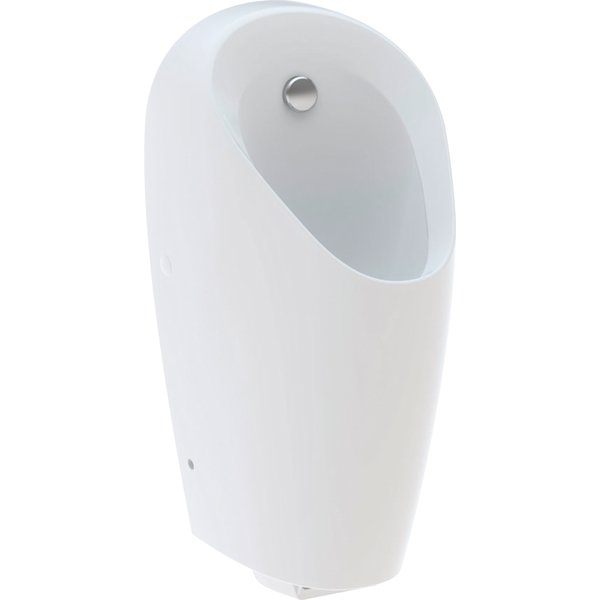 Pisuar Geberit Selva z wbudowanym systemem spłukiwania pisuarów, zasilanie sieciowe: T=37cm, Odpływ=Do tyłu, Dopływ=Z tyłu, Biały