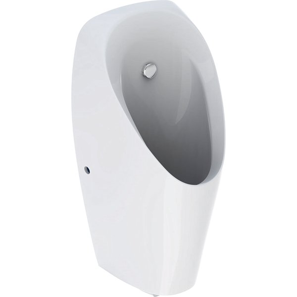 Pisuar Geberit Tamina, z wbudowanym systemem spłukiwania pisuarów, zasilanie sieciowe: T=37cm, Odpływ=Do tyłu, Dopływ=Z tyłu, Biały