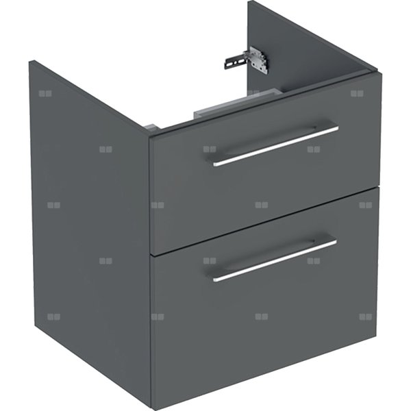 Szafka pod umywalkę meblową Geberit Selnova Square, slim, z dwoma szufladami: B=58.8cm, Szerokość umywalki=60cm, H=63.5cm, T=50.2cm, Lava / Lakierowany matowy
