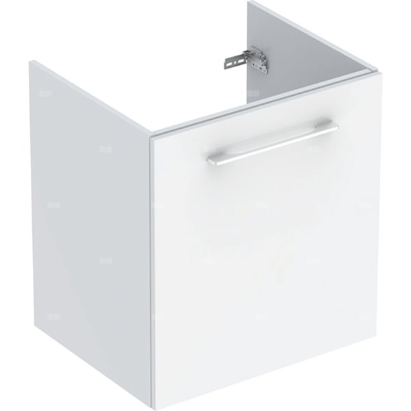 Szafka pod umywalkę meblową Geberit Selnova Square, slim, z jednymi drzwiami: B=58.8cm, Szerokość umywalki=60cm, H=63.5cm, T=50.2cm, Biały / Lakierowany na wysoki połysk
