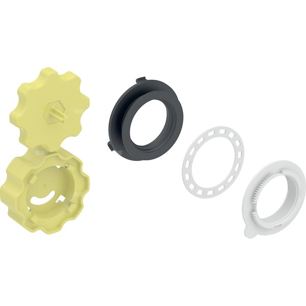 Elementy mocujące Geberit do głowicy przelewowej zestawu odpływowo-przelewowego do baterii podtynkowej