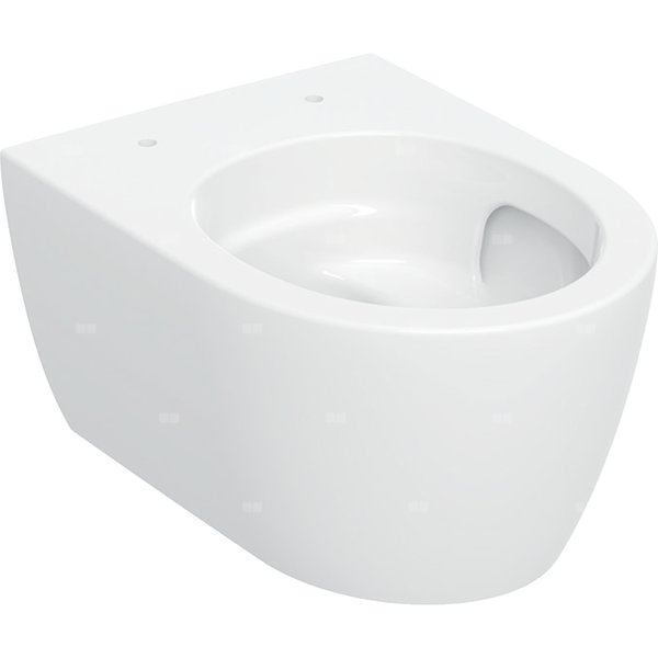 Wisząca miska WC Geberit iCon, lejowa, krótka, ukryte mocowania, TurboFlush: T=49cm, Biały / KeraTect