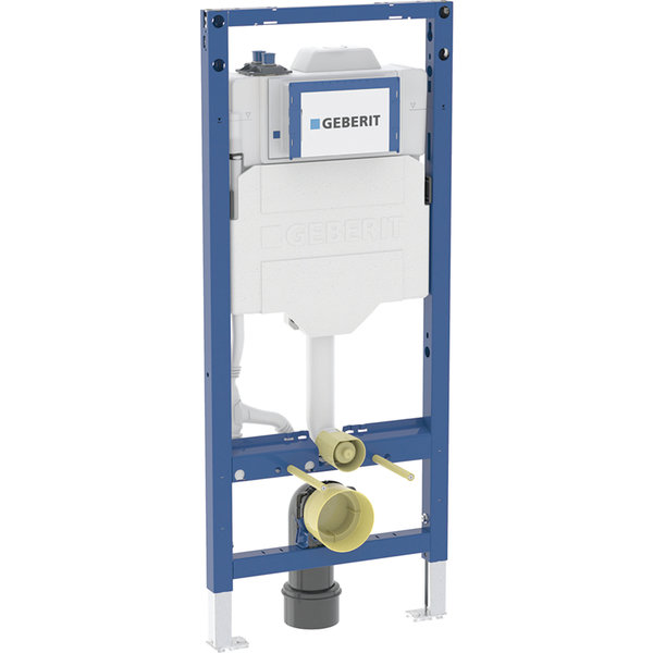 Stelaż podtynkowy Geberit Duofix do wiszących misek WC, 120 cm, ze spłuczką podtynkową Sigma 12 cm, ze spłukiwaniem higienicznym HS50, dwa przyłącza wody