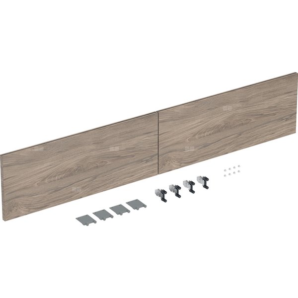 Zestaw frontów szuflad (2 szt.) do szafki pod umywalkę podwójną GEBERIT iCon, kol. orzech włoski hickory melamina, struktura drewna szer.1200 mm