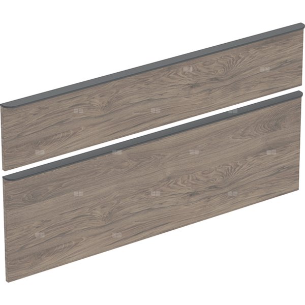 Zestaw frontów szuflad do szafki pod umywalkę podwójną GEBERIT, kol. orzech włoski hickory melamina, struktura drewna szer.1200 mm