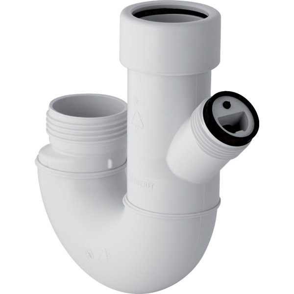 Syfon dwukomorowy Geberit do podłączania urządzeń: d=48mm, G=1'', Szary granit