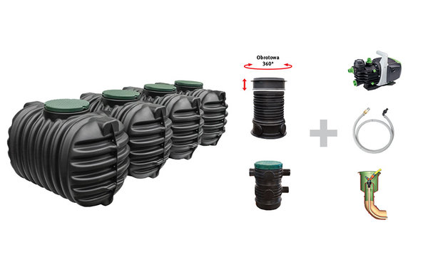 OGRÓD ECO 11.200L - podziemny zbiornik na deszczówkę, magazyn wody deszczowej, zestaw ogrodowy do magazynowania wody deszczowej, zestaw do podlewania ogrodu , Zbiornik na wodę deszczową , pompa naziemna , filtr zewnętrzny