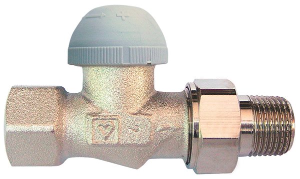 Zawór grzejnikowy termostatyczny HERZ TS-98-V prosty z nastawą wstępną, połączenie 1/2'' (niklowanie)