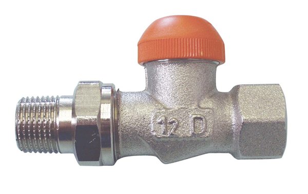 Zawór grzejnikowy termostatyczny HERZ TS-98-V prosty z nastawą wstępną, połączenie 1/2'' (niklowanie)