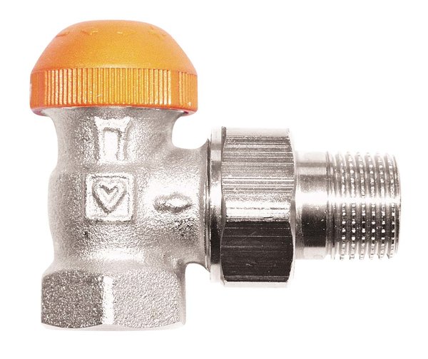 Zawór grzejnikowy termostatyczny HERZ TS-98-V kątowy z nastawą wstępną, połączenie 1/2'' (niklowanie)